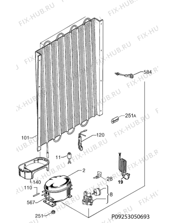 Взрыв-схема холодильника Rex Electrolux FI251/2TE - Схема узла Cooling system 017